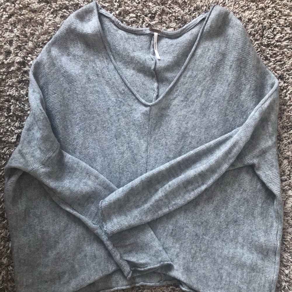 Free People V-Neck Gray Sweater